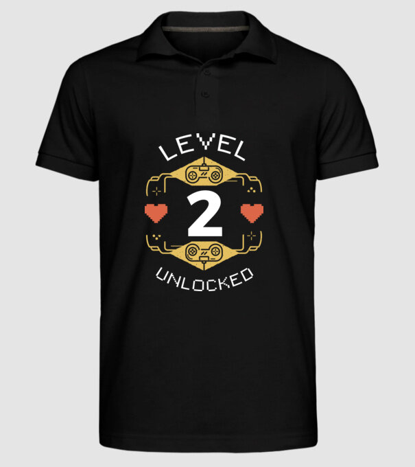 Level 2 Unlocked Gamer Birthday model negru pe tricou