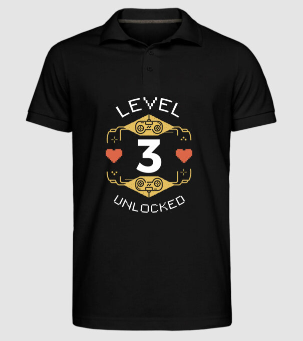 Level 3 Unlocked Gamer Birthday model negru pe tricou