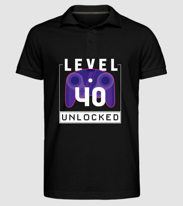 Level 40 Unlocked Gamer Birthday model negru pe tricou