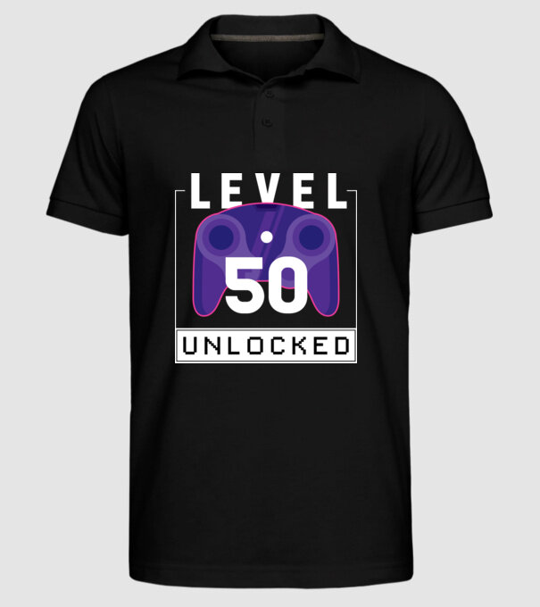 Level 50 Unlocked Gamer Birthday model negru pe tricou