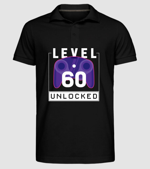 Level 60 Unlocked Gamer Birthday model negru pe tricou