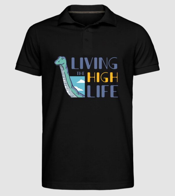 Living the High Life Dinosaur model negru pe tricou