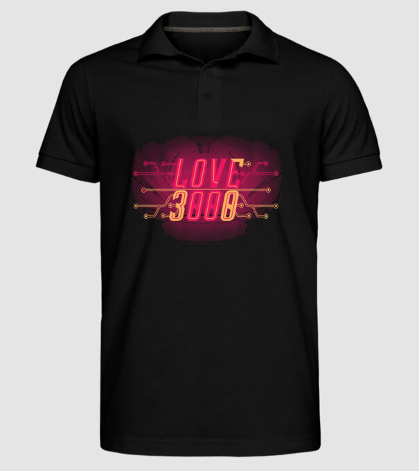 Love 3000 model negru pe tricou