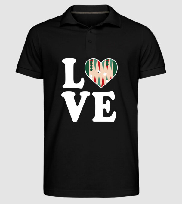 Love Backgammon model negru pe tricou