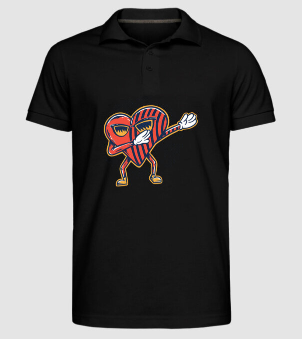 Inimă DAB cărți de joc maghiare model negru pe tricou