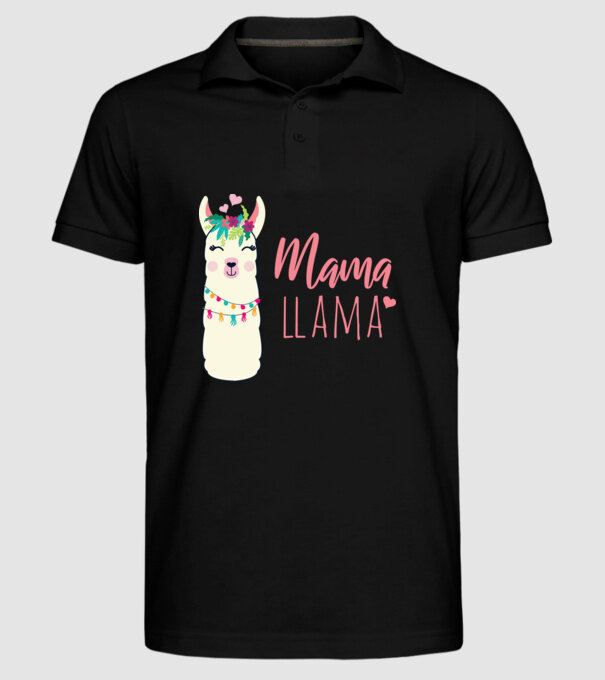 Mama Llama model negru pe tricou