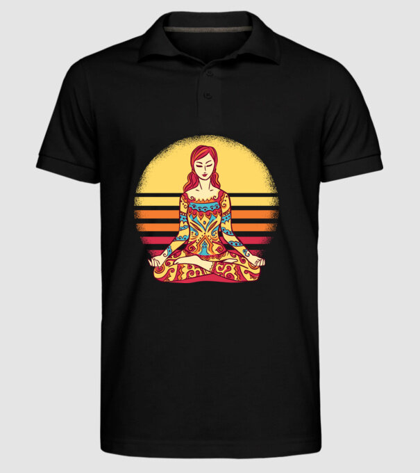 Mandala Yoga Meditație model negru pe tricou