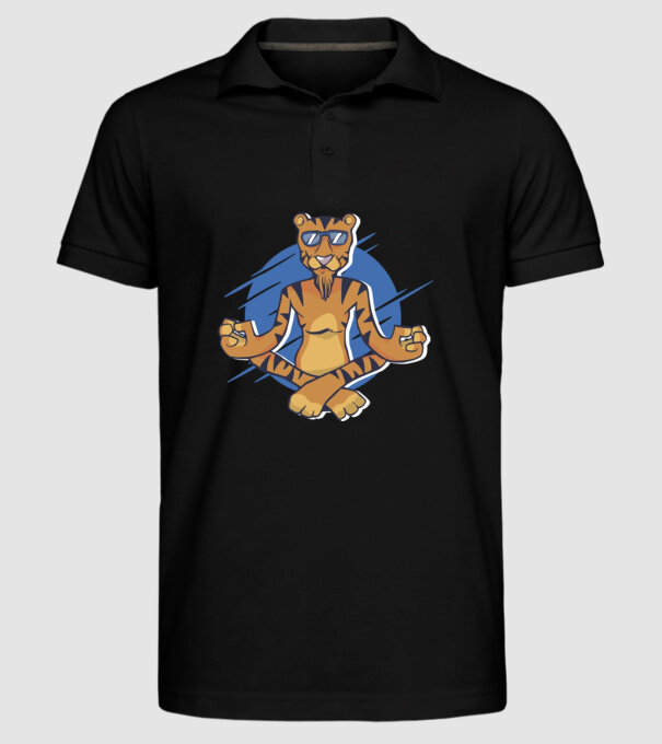 Tigru meditator model negru pe tricou