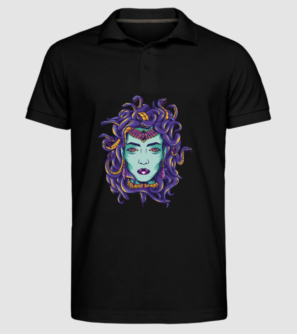 Cap de meduză model negru pe tricou