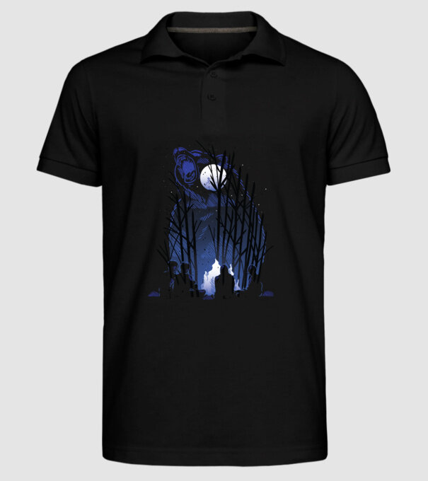 Urs în pădure noaptea model negru pe tricou