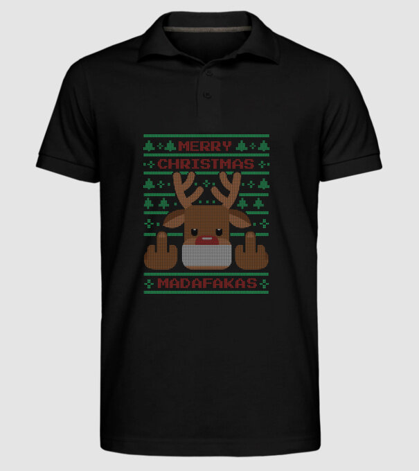 Merry Christmas Madafakas model negru pe tricou