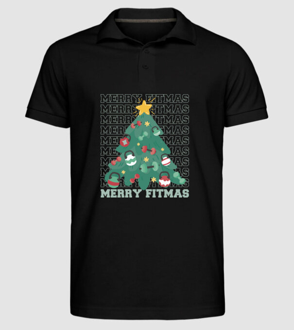 Merry Fitmas Fitmas Pom de Crăciun Fitness model negru pe tricou