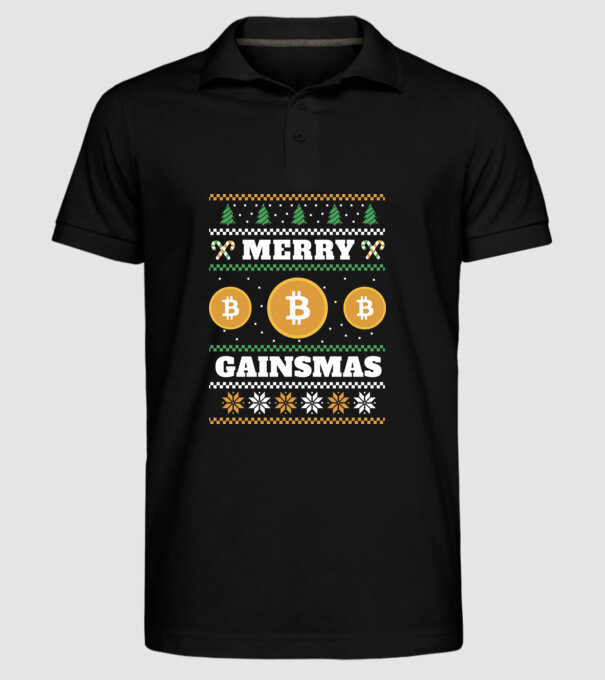 Merry Gainmas Bitcoin tricou cu pulovăr urât model negru pe tricou