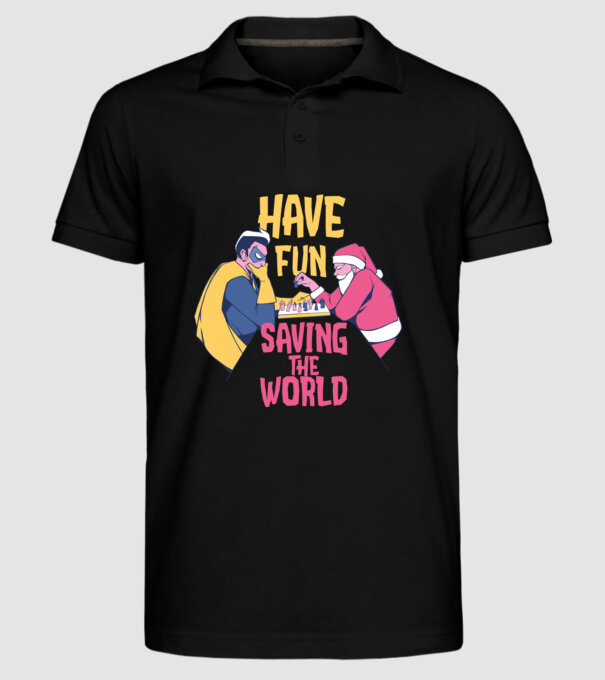 Moș Crăciun și șah super-erou - tricou de Crăciun amuzant model negru pe tricou