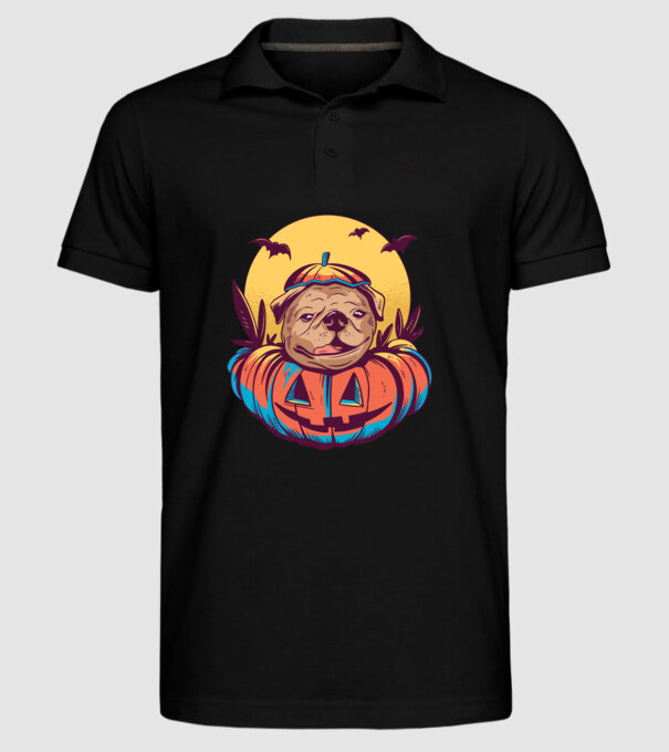 Mops Halloween model negru pe tricou