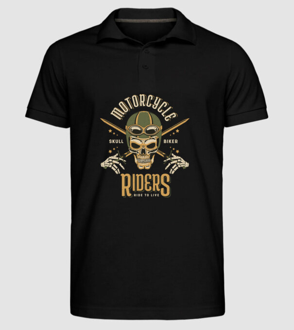 Craniu Motociclist model negru pe tricou