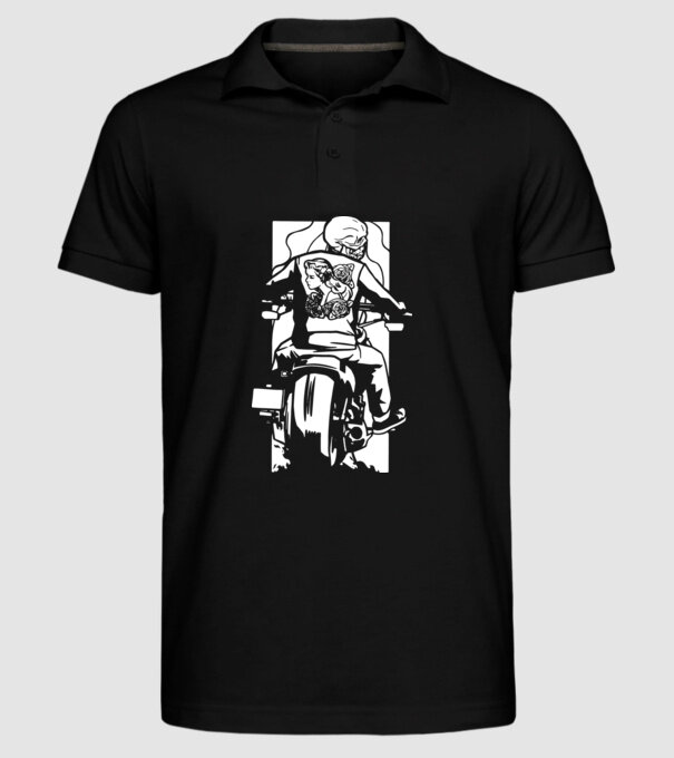 Craniu Motociclist model negru pe tricou