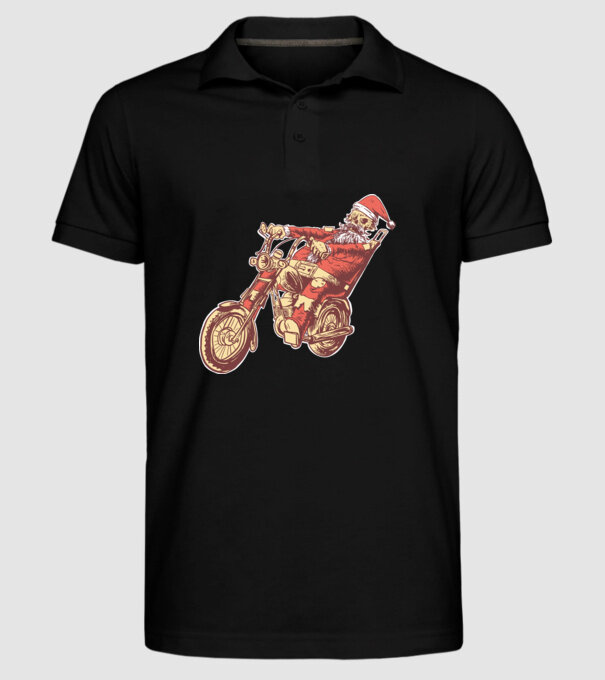 Moș Crăciun Motociclist model negru pe tricou