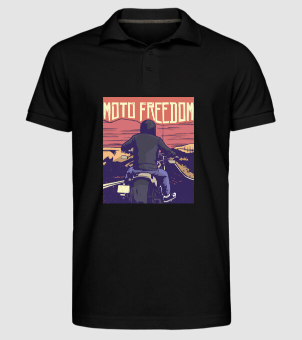 Libertate Motociclist model negru pe tricou