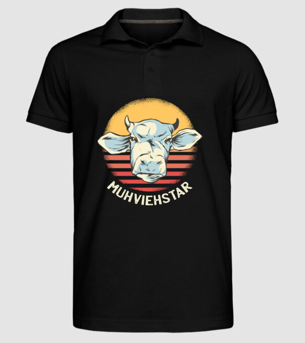 Vacă Muhviehstar model negru pe tricou