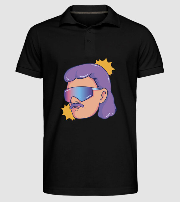 Cap Mullet Retro model negru pe tricou