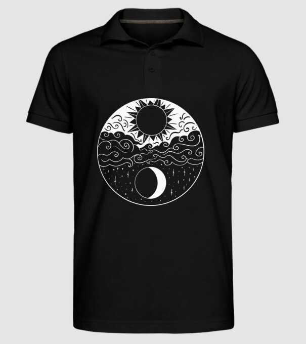Soare și Lună Jin Jang model negru pe tricou