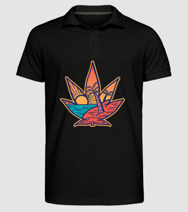 Apus de soare Frunză de marijuana model negru pe tricou