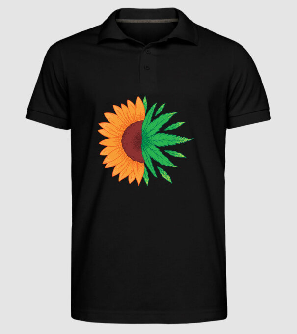 Floarea-soarelui Cannabis model negru pe tricou