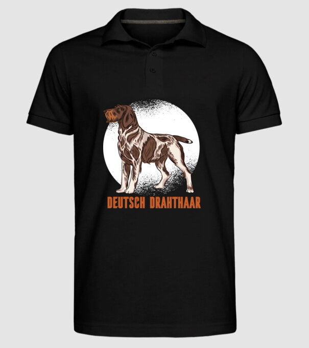 Brac german cu păr sârmos model negru pe tricou