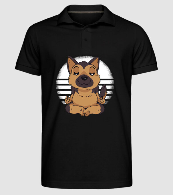 Tricou drăguț ciobănesc german yoga model negru pe tricou