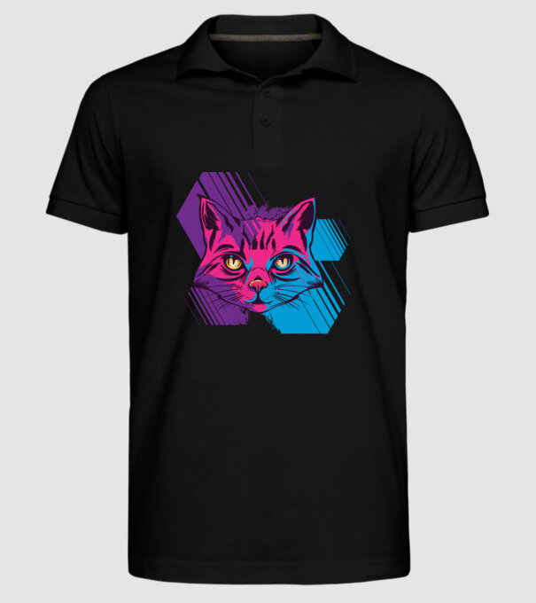 Pisică Neon model negru pe tricou