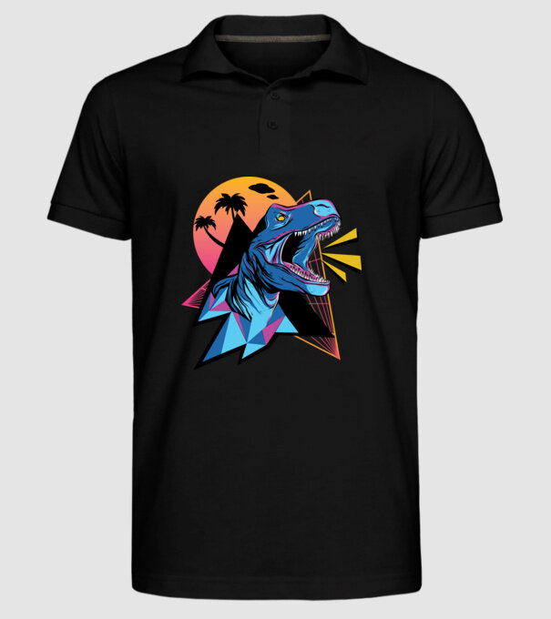 Tricou Neon dinozaur retro model negru pe tricou