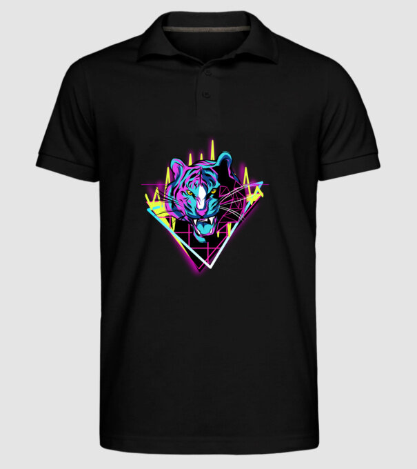 Tigru Neon anii 80 retro model negru pe tricou
