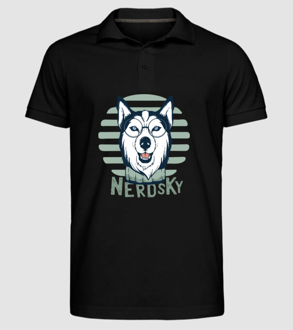 Nerdsky Husky model negru pe tricou