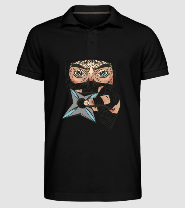 Cap de ninja model negru pe tricou