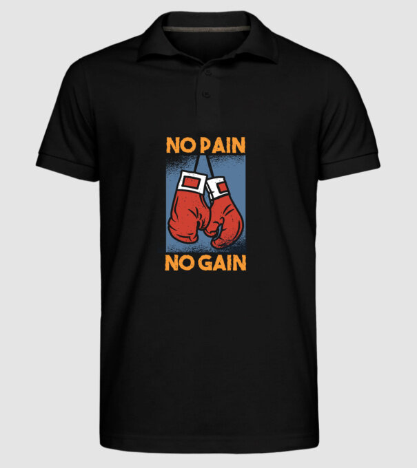 No pain no gain box model negru pe tricou