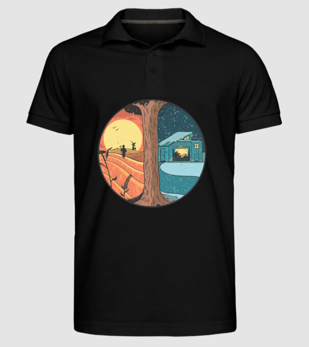 Vară vs iarnă model negru pe tricou