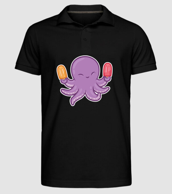 Înghețată Caracatiță Octopus model negru pe tricou