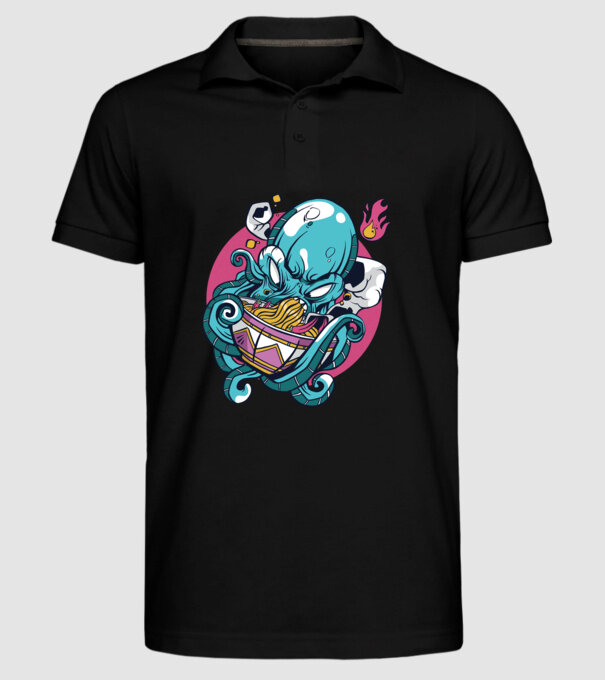 Octopus Ramen model negru pe tricou