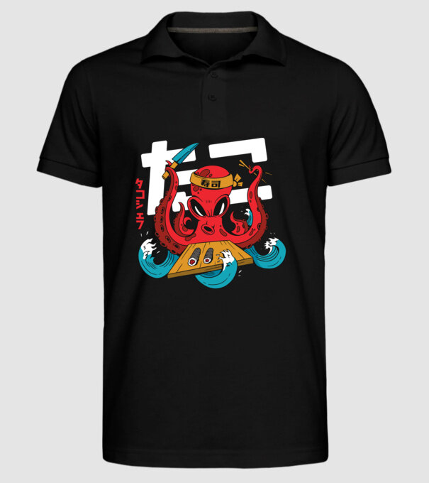 Octopus Sushi model negru pe tricou