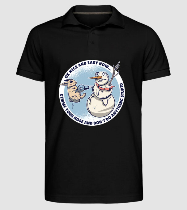 Ok nice and easy now... Iepurașul terorizează omul de zăpadă tricou amuzant model negru pe tricou