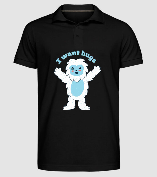 Vreau o îmbrățișare Yeti drăguț model negru pe tricou
