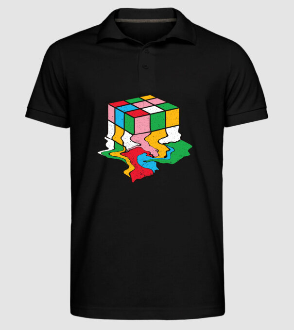 Cub Rubik topindu-se model negru pe tricou