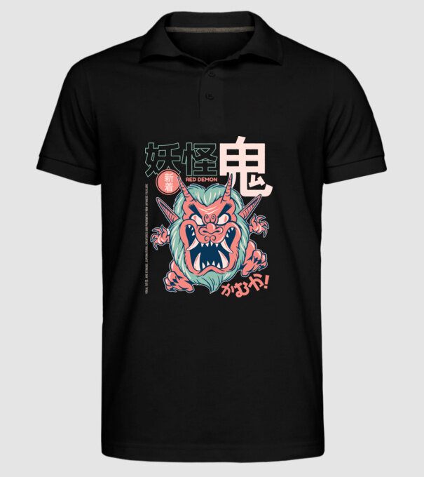 Oni Yokai Anime model negru pe tricou