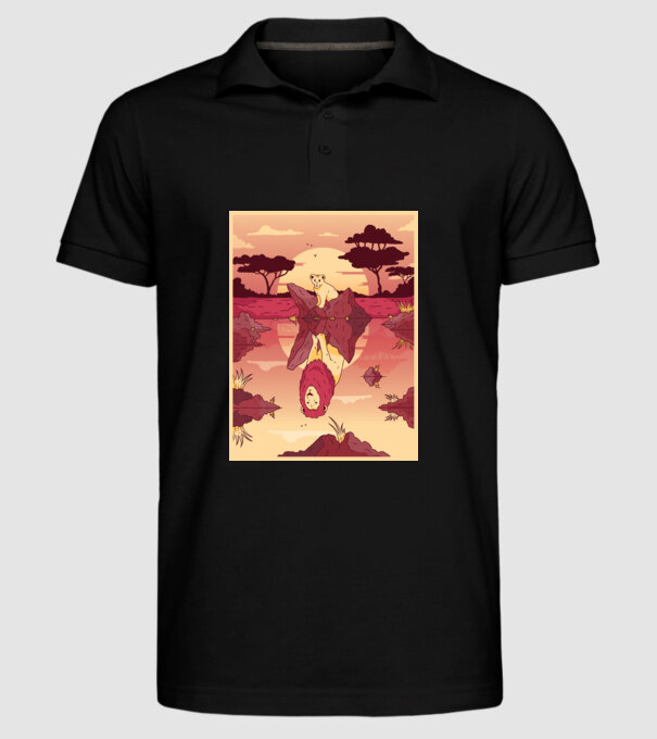 Reflecție leu model negru pe tricou