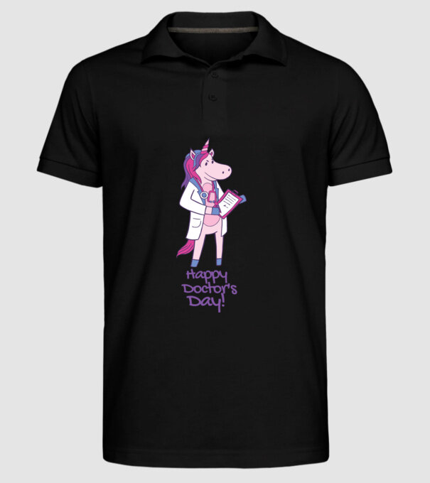 Medic Unicorn model negru pe tricou