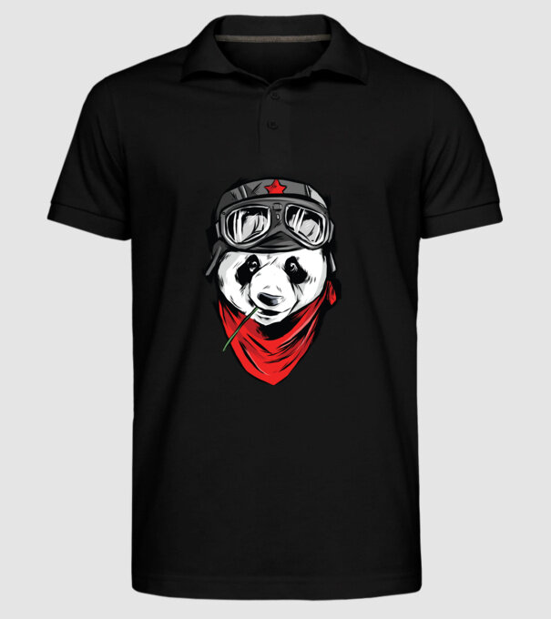 Panda Gerilla model negru pe tricou