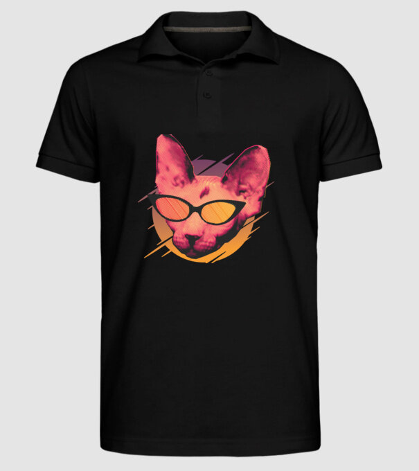 Pisică Petrecere model negru pe tricou