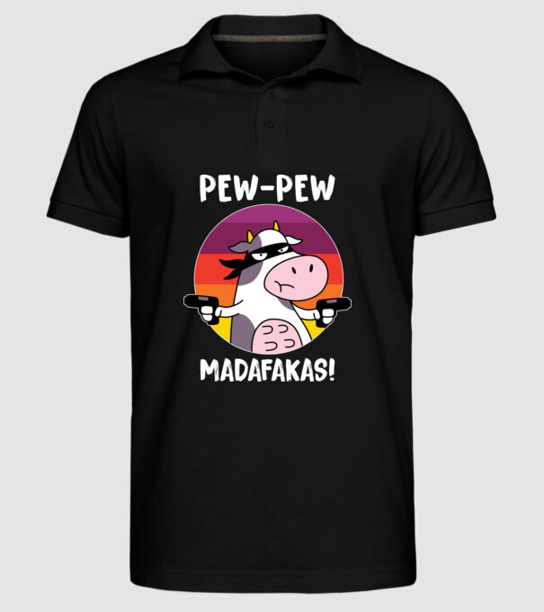 Pew Pew Pew Madafakas Vacă model negru pe tricou