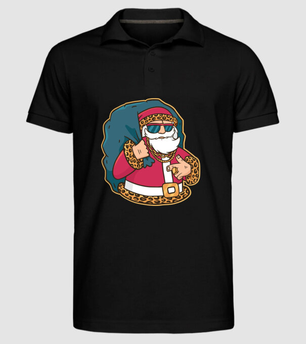 Moș Crăciun Pimp model negru pe tricou